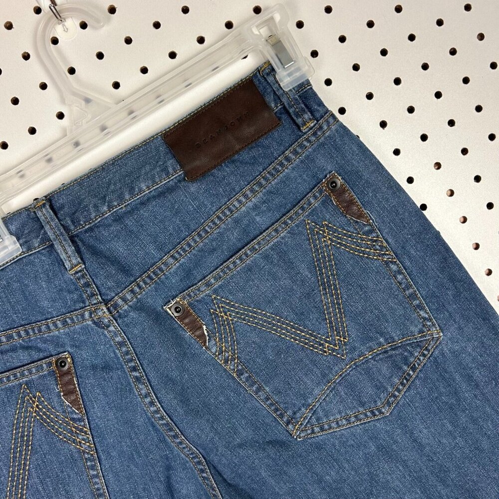 Sean John Baggy Jean Shorts 34 Hip Hop Leather Jorts Wide Leg Skate Y2K Pocket - Picture 3 of 6